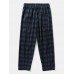 Mens Casual Retro Plaid Bottoms Ankle  Length Pants