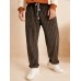 Men Casual Striped Straight Drawstring Waist Loose Pants