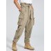 Mens Irregular Lace  up Waist Overall Cargo Pants