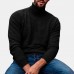 Mens Cotton Fashion High Collar Solid Color Casual Sweaters