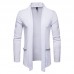 Men Brief Plus Size Mid Length Stitching Color Pockets Turndown Collar Cardigans