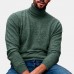 Mens Cotton Fashion High Collar Solid Color Casual Sweaters