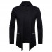 Men Brief Plus Size Mid Length Stitching Color Pockets Turndown Collar Cardigans