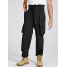 Mens Irregular Lace  up Waist Overall Cargo Pants