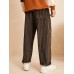 Men Casual Striped Straight Drawstring Waist Loose Pants