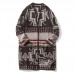 Mens Mid Long Ethnic Printing Pattern Chic Cardigans Coats