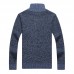 Men’s Casual Thicken Patchwork Half  Zipper Stand Collar Chest Pocket Knit Pullovers Sweaters