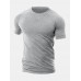 Men Solid Color High Elasticity Crew Neck Casual Short Sleeve Soft T  Shirts