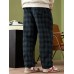 Mens Casual Retro Plaid Bottoms Ankle  Length Pants