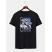 Men Car Print Round Neck Hem Cuff Short Sleeve Casual T  Shirt