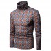 Men Colorful Geometric Patterns High Collar Pullovers